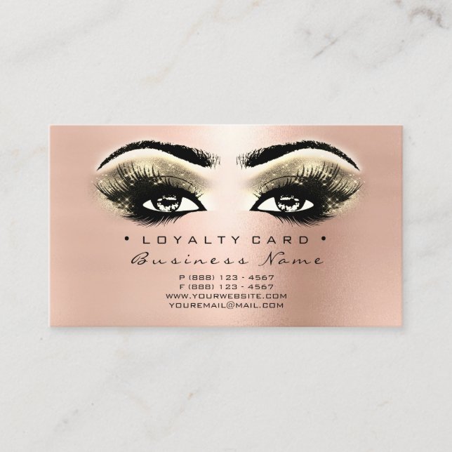 Carte de fidélité 6 Salon de beauté Lash Rose Gold (Devant)