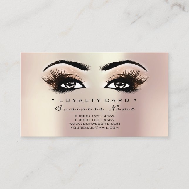 Carte de fidélité 6 Salon de beauté Lash Rose Gold (Devant)