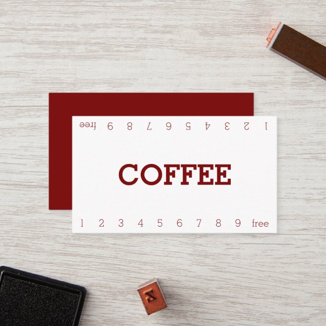 Carte de Fidélité à Double Numéro pour Café Simple (Devant/Arrière en situation)