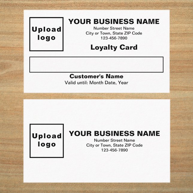 Carte de fidélité à plat noir et blanc d'affaires (Front and back sides of white loyalty card. Loyalty card for your loyal customers.)