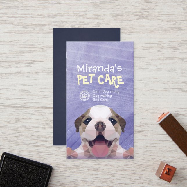 Carte De Fidélité Animaux domestiques assis Bain & Grooming Loyalty  (Devant/Arrière en situation)