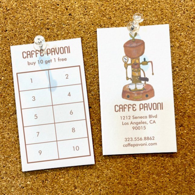 Carte De Fidélité Antique Espresso Machine Café Café Aquarelle (Créateur téléchargé)