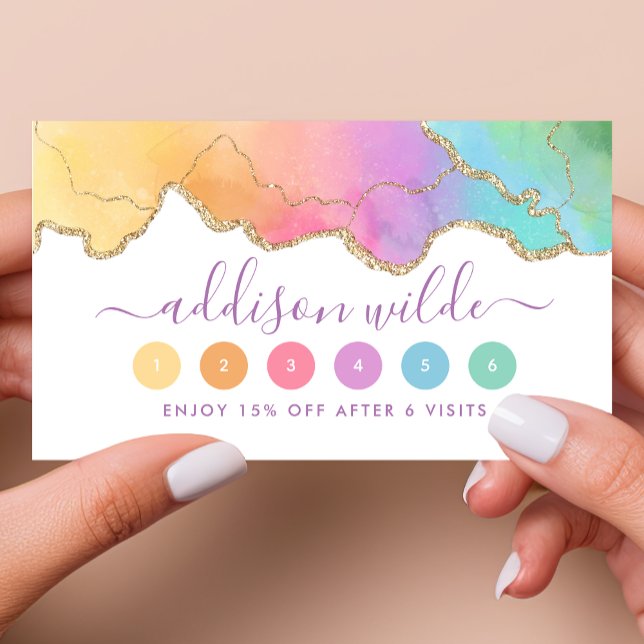 Carte de Fidélité Aquarelle Agate Arc-en-Ciel et O (Créateur téléchargé)