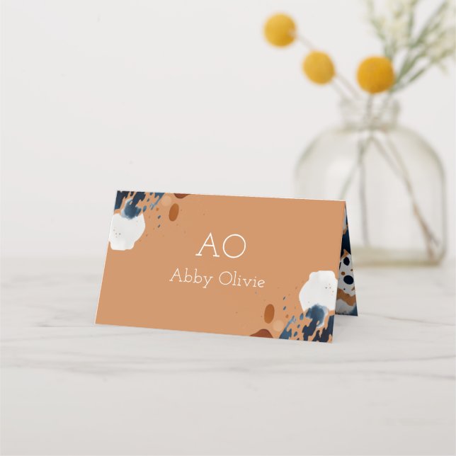 Carte De Fidélité Aquarelle bleu marine Brown (Devant)