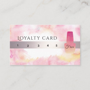 Carte De Fidélité Aquarelle douce rose pâle élégant vernis à ongles