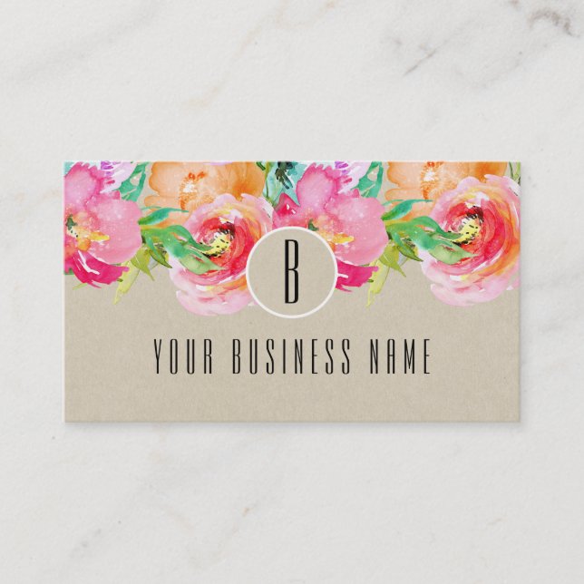 Carte de fidélité aquarelle florale moderne client (Devant)