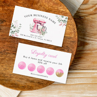 Carte De Fidélité Aquarelle Pink Floral Mixer Boulangerie