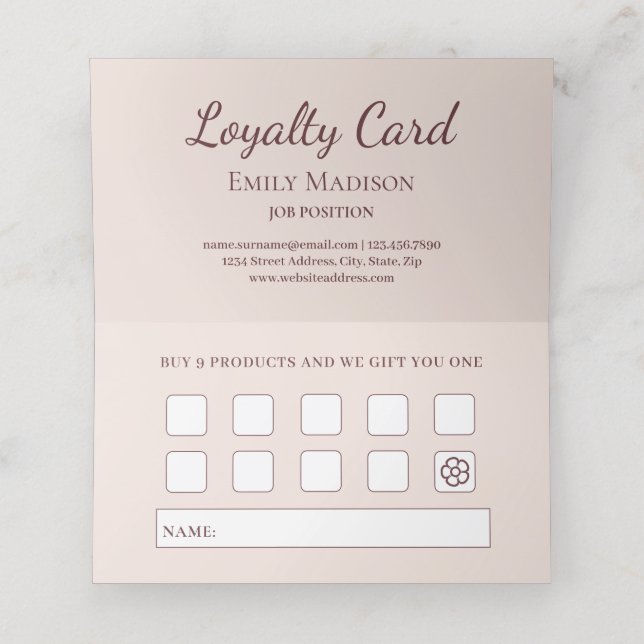 Carte De Fidélité Aquarelle rose Roses jaunes sur noir, Monogramme (Intérieur déplié)