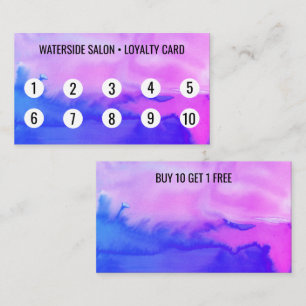 Carte De Fidélité Aquarelle violette et bleue Abstraite 10