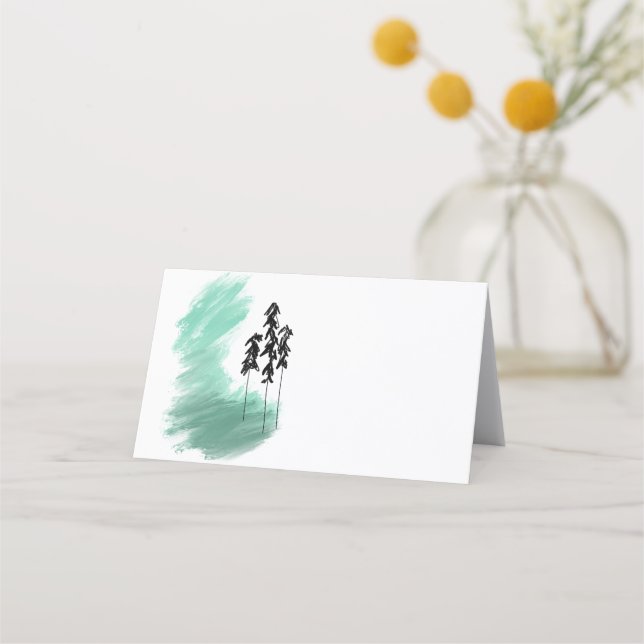 Carte De Fidélité Arbre vert scandinave art simple menthe moderne (Devant)