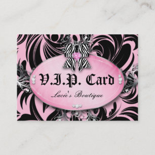 Carte De Fidélité Argent de rose d'arc de zèbre de dentelle de cart