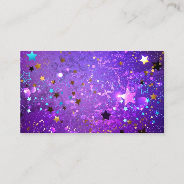 Carte De Fidélité Arrière - plan de feuille violet avec étoiles (Devant)