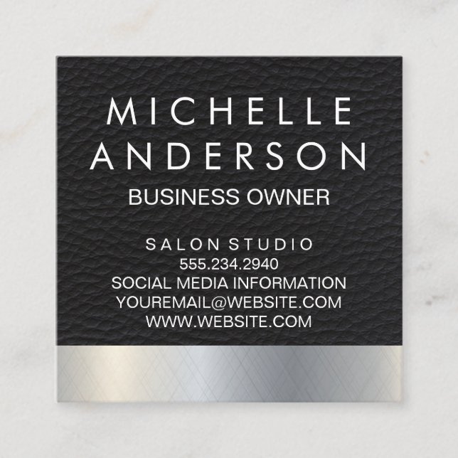 Carte De Fidélité Arrière - plan métallique en cuir (Devant)