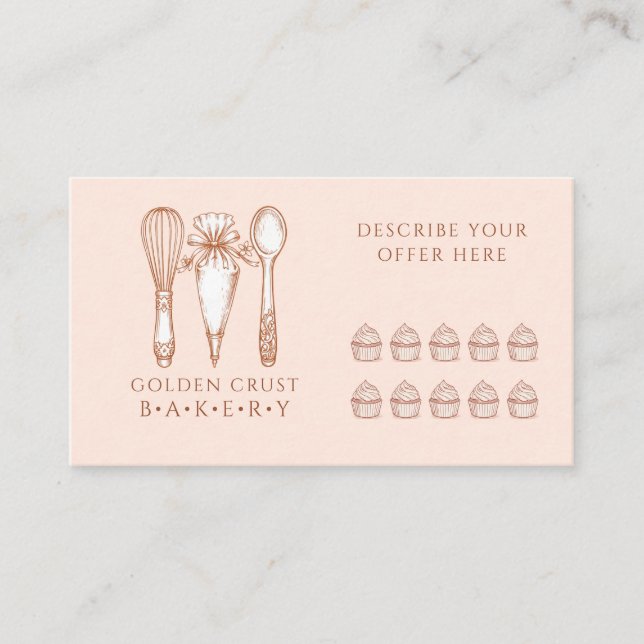 Carte De Fidélité Artisan Cupcake Bakery Baking Tools Loyalty Card (Devant)
