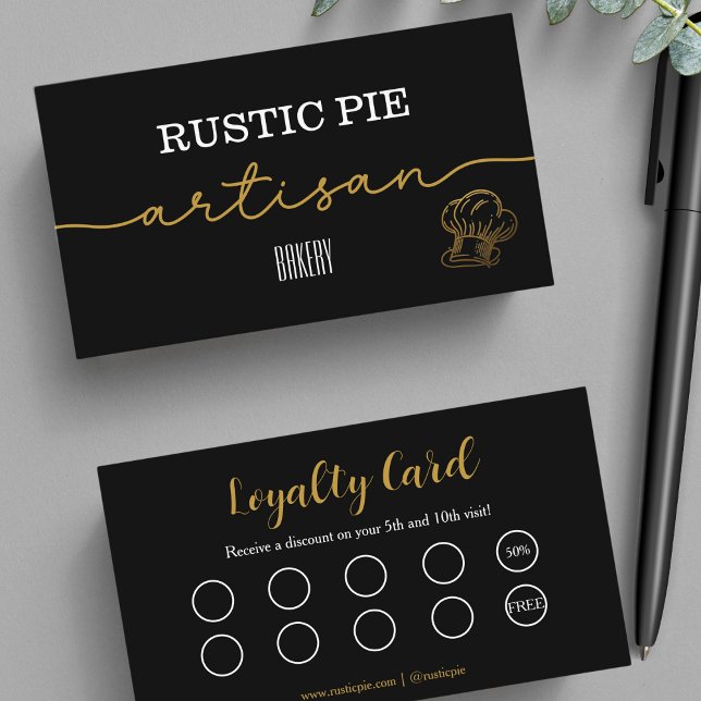 Carte De Fidélité Artisan Gold Baker boulangerie Chef Casquette Rest (Créateur téléchargé)