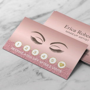 Carte De Fidélité Artiste de maquillage Beauté Rose Gold Salon Loya