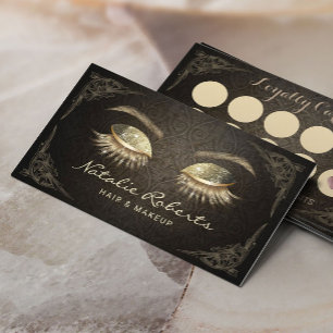 Carte De Fidélité Artiste de maquillage Lashes Salon Damask Vintage 
