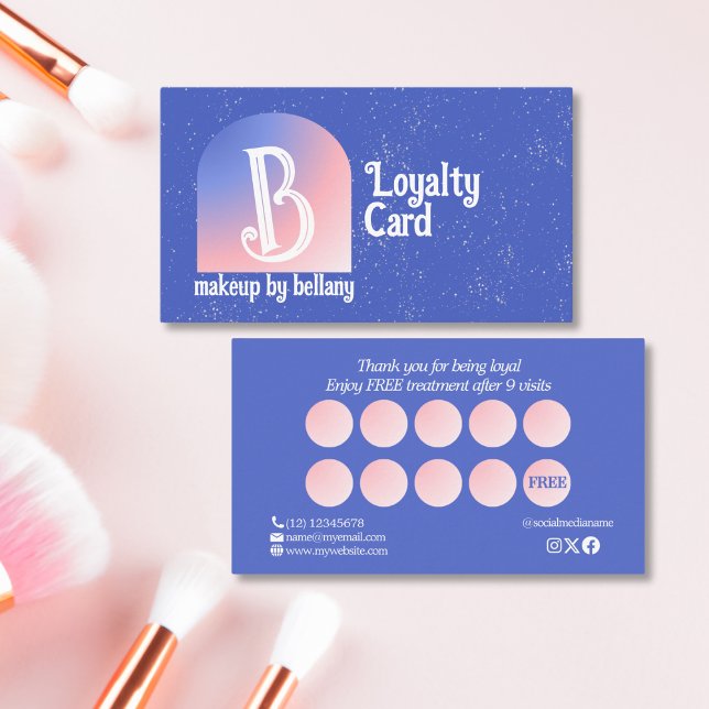 Carte De Fidélité Artiste de maquillage moderne Gradient Blue Pink (Créateur téléchargé)