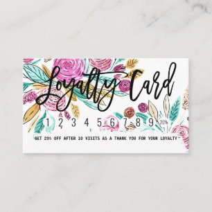 Carte De Fidélité Artsy Elegant rose Turquoise aquarelle