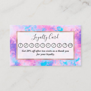 Carte De Fidélité Artsy Girly Rose Bleu Abstrait peinture Splatter A