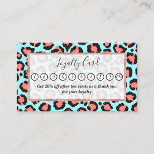 Carte De Fidélité Artsy Trendy Coral Mint Turquoise Leopard Poster d