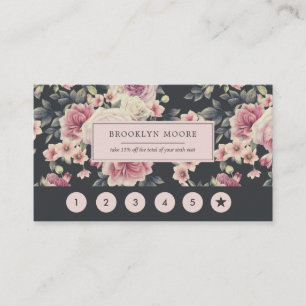 Carte de fidélité avec logo floral vintage foncé