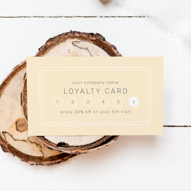 Carte de fidélité AVERY Jaune Beurre Entreprise 6  (AVERY Butter Yellow Business Reward 6 Punch Loyalty Card)
