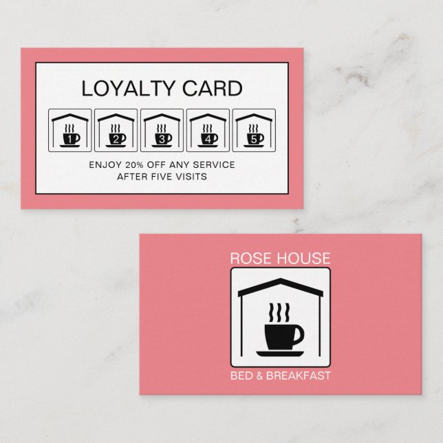 Carte De Fidélité B&B Logo, Bed & Breakfast Hébergement Affaires (Devant / Derrière)