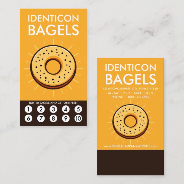 Carte De Fidélité Bagel Loyalty Punch Card (Devant / Derrière)