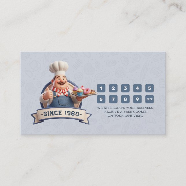 Carte De Fidélité Bakery Store Pastry Chef Desserts Sweets Cake Shop (Devant)