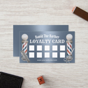 Carte De Fidélité Barber Shop Barbershop Metally Dusty Blue Loyalty