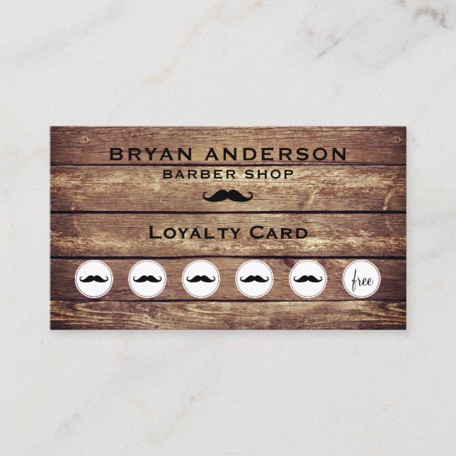 Carte De Fidélité Barber Shop Rustic Loyalty Punch Card (Devant)