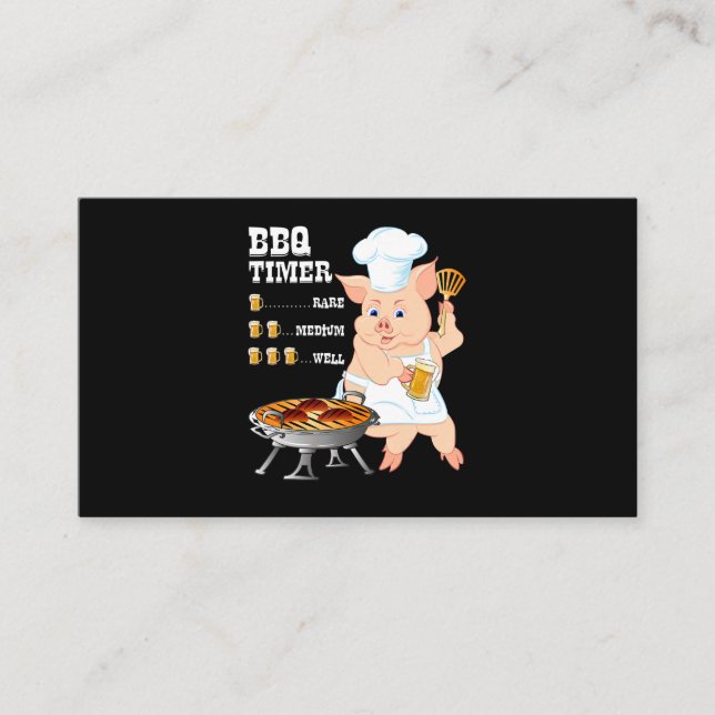 Carte De Fidélité BBQ | BBQ Timer Pig Grill Barbecue Beer Lover Men (Devant)