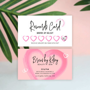 Carte de fidélité Beauté Girly Aquarelle Coeur Scr