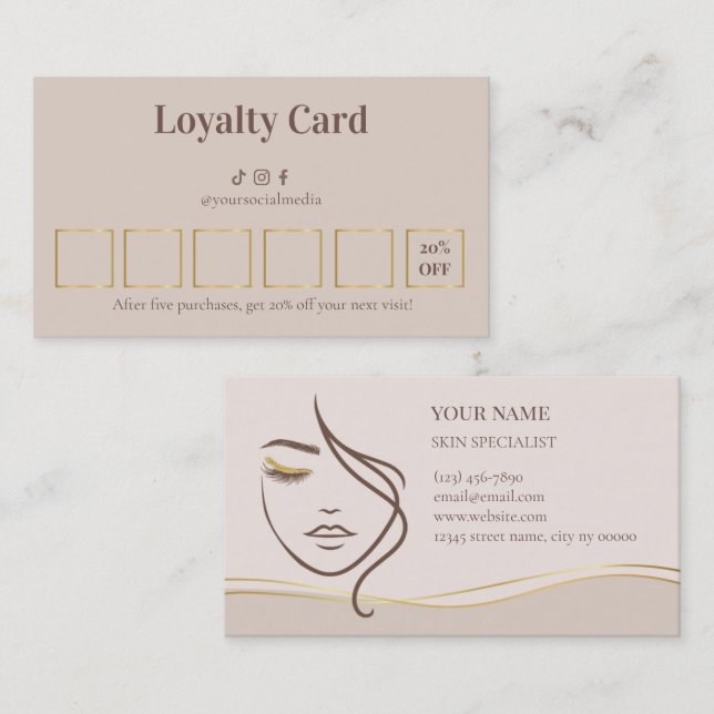 Carte De Fidélité Beauty Skin Care Loyalty Card (Devant / Derrière)