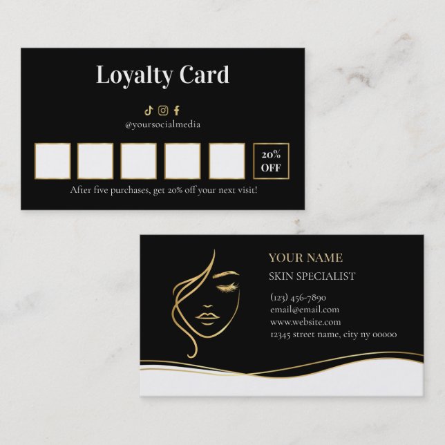 Carte De Fidélité Beauty Skin Care Loyalty Card (Devant / Derrière)