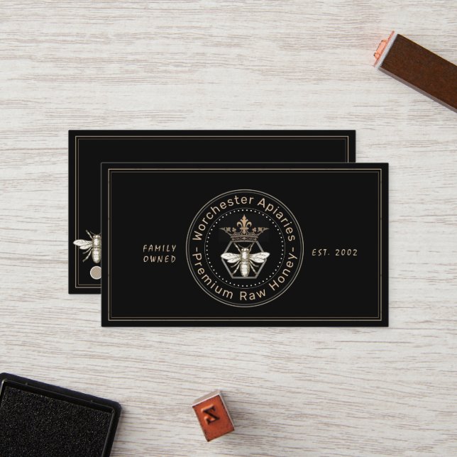Carte De Fidélité Beekeeper Honey Client Loyalty Card Punch Noir (Devant/Arrière en situation)