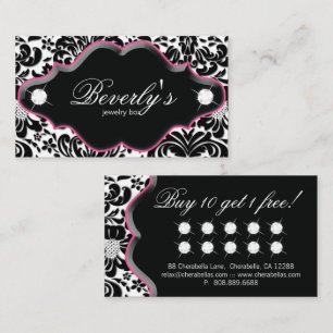 Carte de fidélité bijoux Diamants en Damas rose