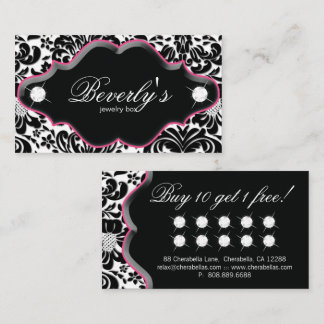 Carte de fidélité bijoux Diamants en Damas rose