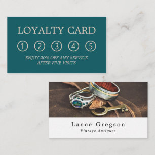 Carte De Fidélité Bijoux vintages et clé, commerce de revendeurs d'a