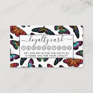 Carte De Fidélité Black Colorful Butterflies