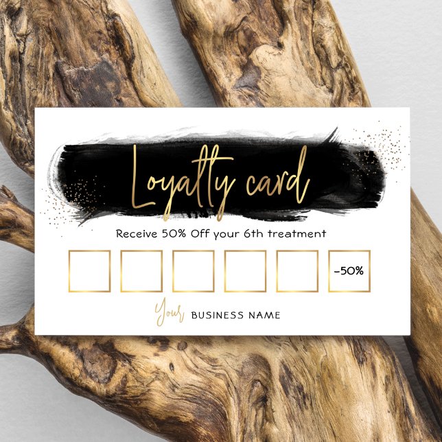 Carte De Fidélité Black Watercolor Gold Parties scintillant Beauté C (Créateur téléchargé)