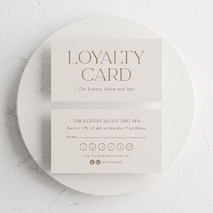 Carte De Fidélité Blanc Crème Neutre et Taupe Client Haut de Gamme