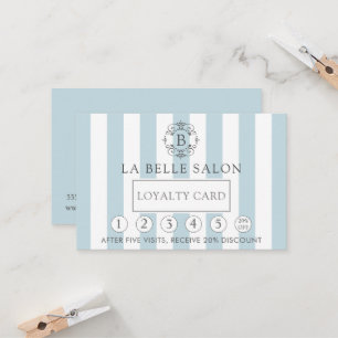 Carte De Fidélité Bleu Français Rayures d'Awning et Loyauté Monogram