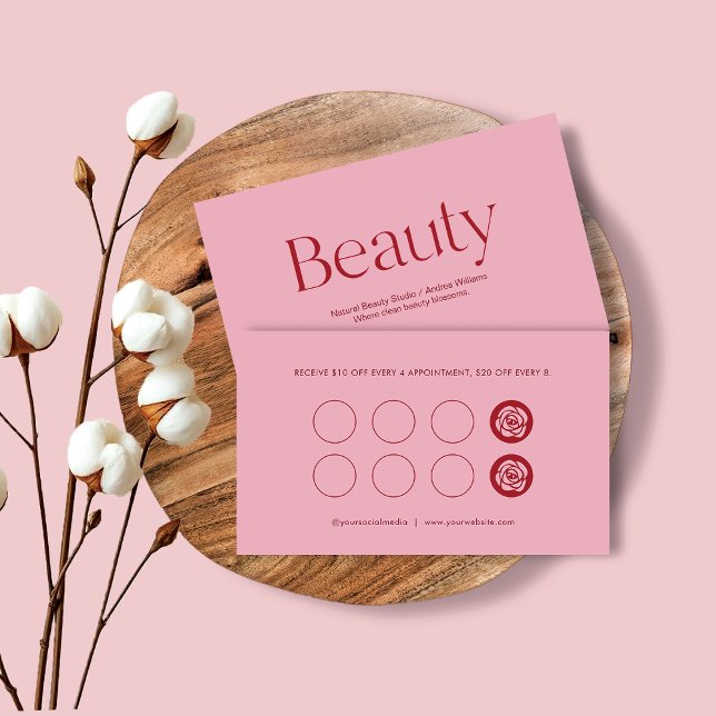 Carte De Fidélité Blush Pink Beauty Service Loyalty Business Card (Créateur téléchargé)