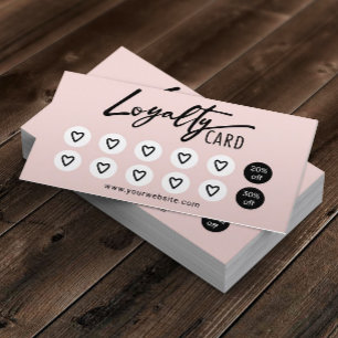 Carte De Fidélité Blush Pink Coeurs mignons Beauté Salon Spa Loyauté