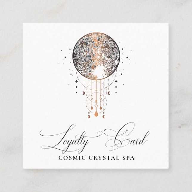 Carte De Fidélité *~* Boho céleste cosmique QR Rewards Gold Stars  (Dos)