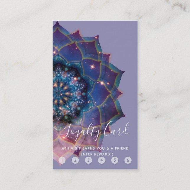 Carte De Fidélité Boho Nebula Bloom | Conception de Mandala (Devant)