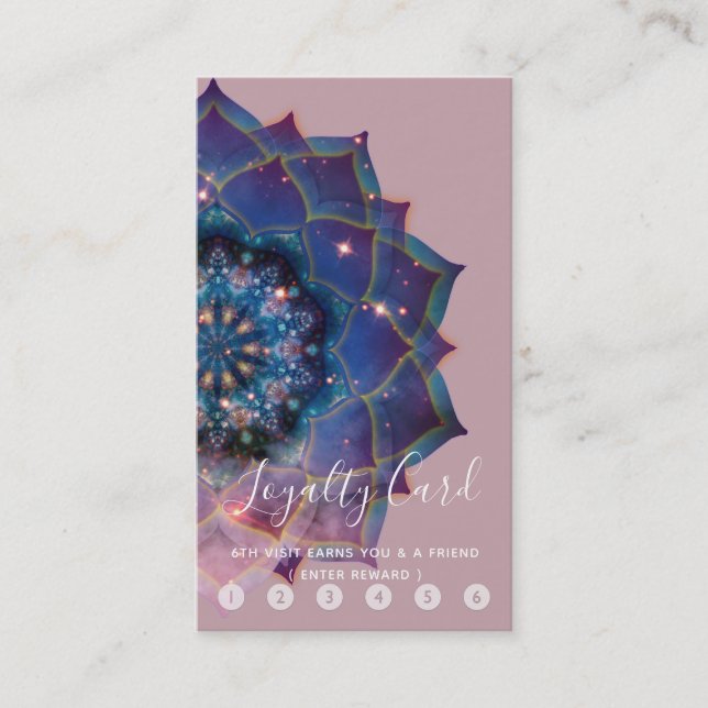 Carte De Fidélité Boho Nebula Bloom | Conception de Mandala (Devant)