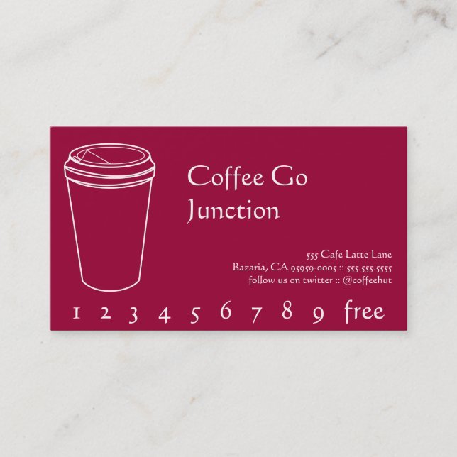 Carte de Fidélité Boisson Tasse à Café (Devant)